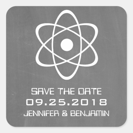 Ivoren atomaire schoolbord Save the Date stickers (Voorkant)