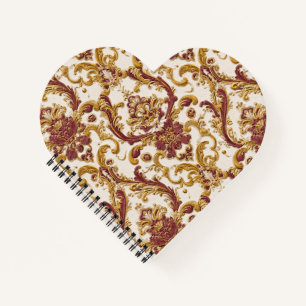 Ivoren barok ornament met goud en burgundy notitieboek