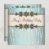 Ivoren Blauwgroen Blauwe Zebra Vrouwen Verjaardags Kaart (Voorkant / Achterkant)