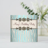 Ivoren Blauwgroen Blauwe Zebra Vrouwen Verjaardags Kaart (Staand voorkant)