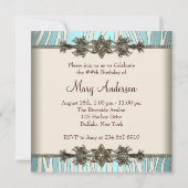 Ivoren Blauwgroen Blauwe Zebra Vrouwen Verjaardags Kaart (Achterkant)