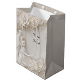 🤍 Ivoren Bloem Bruiloft Silhouet Frame 🤍 Medium Cadeauzakje (Voorkant Gekanteld)