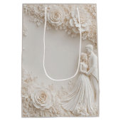 🤍 Ivoren Bloem Bruiloft Silhouet Frame 🤍 Medium Cadeauzakje (Achterkant)