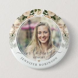Ivoren Bloem 'Ter Herinnering Aan' Foto Memorabili Ronde Button 7,6 Cm