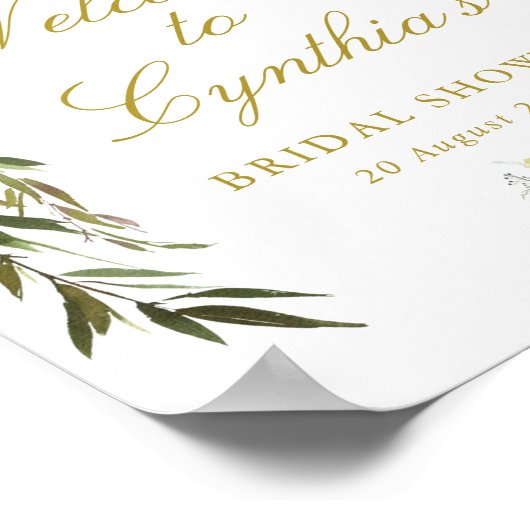 ivoren bloemen bruidsdouche welkomstbord poster (Hoek)