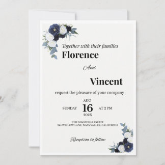 Ivoren bloemen bruiloftsinvitaties kaart