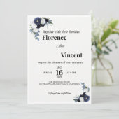 Ivoren bloemen bruiloftsinvitaties kaart (Staand voorkant)