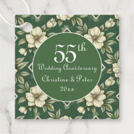 Ivoren bloemen en smaragdgroene bruiloft Jubileum Bedankjes Labels