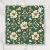 Ivoren bloemen en smaragdgroene bruiloft Jubileum Bedankjes Labels (Achterkant)