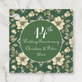 Ivoren bloemen en smaragdgroene bruiloft Jubileum Bedankjes Labels