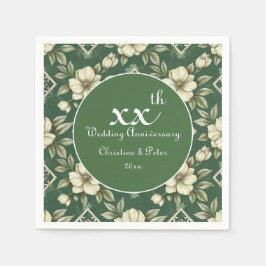 Ivoren bloemen en smaragdgroene bruiloft Jubileum Servet