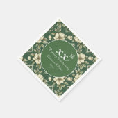 Ivoren bloemen en smaragdgroene bruiloft Jubileum Servet (Hoek)