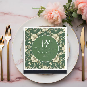 Ivoren bloemen en smaragdgroene bruiloft Jubileum Servet