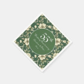 Ivoren bloemen en smaragdgroene bruiloft Jubileum Servet (Hoek)