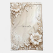 Ivoren Bloemen Keukenhanddoek (Verticaal)