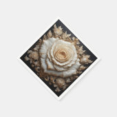  Ivoren Bloemen Ontwerp met Witte Roos Servet (Hoek)