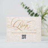 Ivoren bloemen romantische kalligrafie bruiloft RSVP kaartje (Staand voorkant)