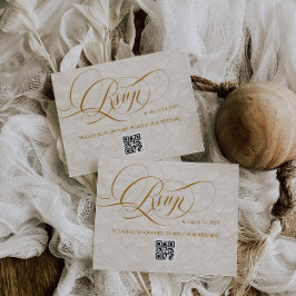 Ivoren bloemen romantische kalligrafie bruiloft RSVP kaartje