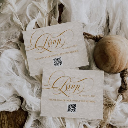 Ivoren bloemen romantische kalligrafie bruiloft RSVP kaartje