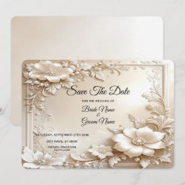 Ivoren Bloemen Save The Date