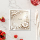 Ivoren Bloemen Servet (Insitu)