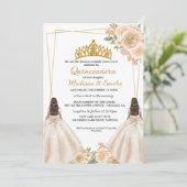 Ivoren bloemen vlinder tweeling Quinceanera Kaart (Staand voorkant)