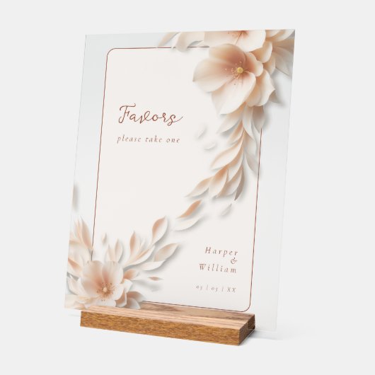 Ivoren bloemen vloeiende acryl bruiloft acryl bord (Hoek)