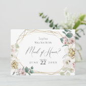 Ivoren bloemen: word jij mijn bruidsmeisje? kaart (Staand voorkant)