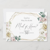 Ivoren bloemen: word jij mijn bruidsmeisje? kaart (Voorkant)