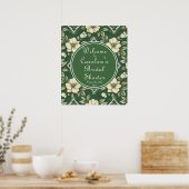 Ivoren Bloemengroen Smaragd Bruidsontvangst Poster (Keuken)