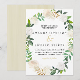 Ivoren bloemenkrans trouwroos roze kaart