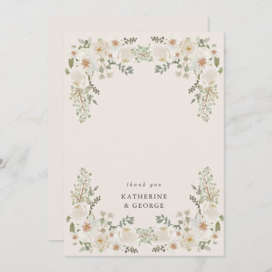 Ivoren bloementuin Elegante bruiloft Bedankkaart (Voorkant / Achterkant)