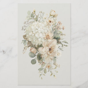 Ivoren Bloemstukken Sticker – Elegante Bloemen Briefpapier