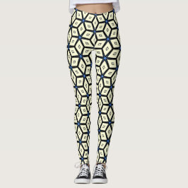 Ivoren blokjes op een blauwe achtergrond leggings