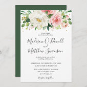 Ivoren Blush Roze Bloemen Greenery Wedding Kaart (Voorkant / Achterkant)