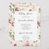 Ivoren Blush Rozen Bloemen Baby shower Kaart (Voorkant / Achterkant)