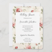 Ivoren Blush Rozen Bloemen Baby shower Kaart (Voorkant)