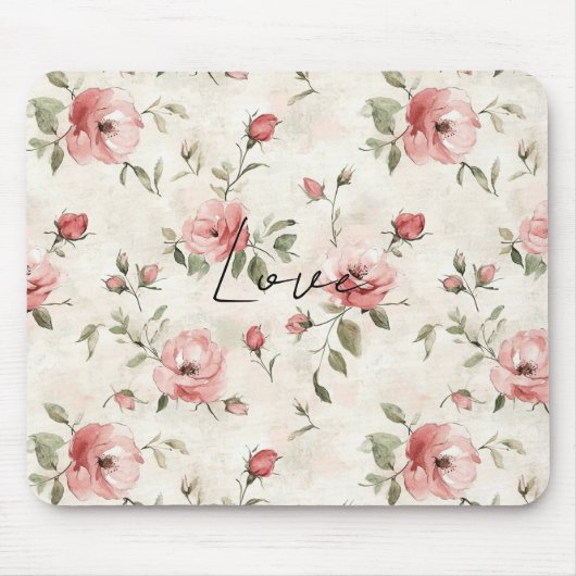 Ivoren Blush Rozen Bloemen Huwelijk Muismat (Voorkant)