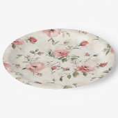 Ivoren Blush Rozen Bloemen Huwelijk Papieren Bordje (Gekanteld)