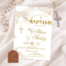 Ivoren Boog Coquette Rozenkrans Doop Uitnodiging