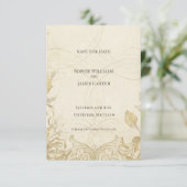 Ivoren botanische scroll save the date kaart (Staand voorkant)