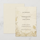 Ivoren botanische scroll save the date kaart (Voorkant / Achterkant)
