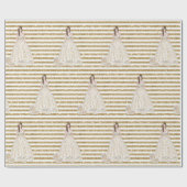 Ivoren Bruidsfeest Glitter Gouden Strepen Cadeaupapier (Vlak)