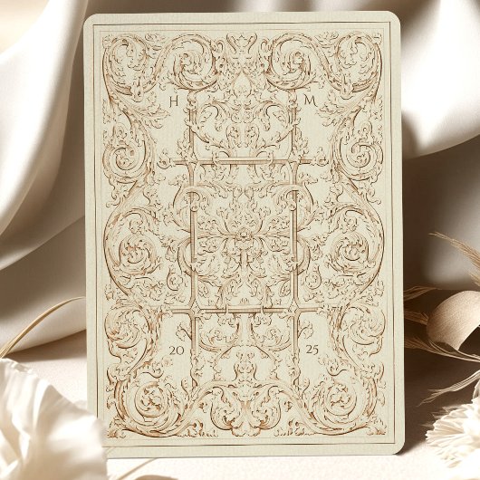  Ivoren Bruin  Trouwscrollwork Kaart