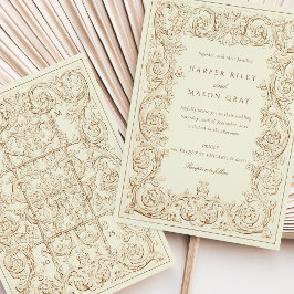  Ivoren Bruin  Trouwscrollwork Kaart