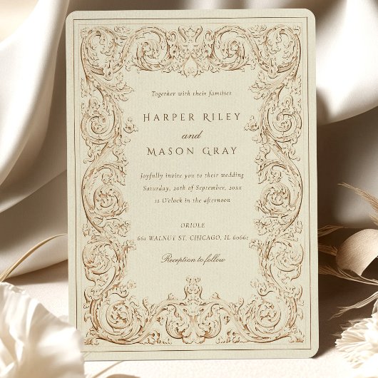  Ivoren Bruin  Trouwscrollwork Kaart