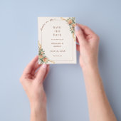 Ivoren champagne bloemen bruiloft Save the Date Flyer (Hand)