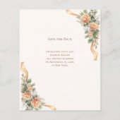 Ivoren champagne bloemen bruiloft Save the Date Flyer (Achterkant)