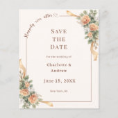 Ivoren champagne bloemen bruiloft Save the Date Flyer (Voorkant)