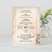 Ivoren Cloud Dancer Luxe Trouw Uitnodiging (Staand voorkant)